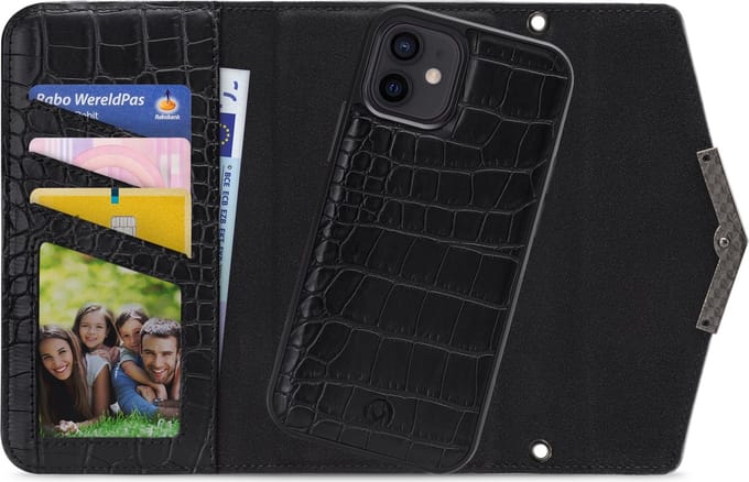 iPhone 12/12 Pro Clutch Case hoesje - Mobilize - Croco Zwart - Kunstleer