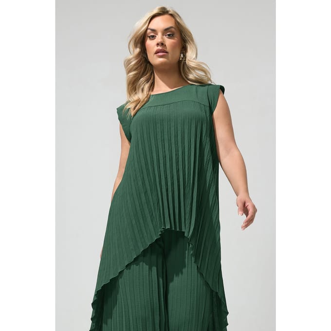 Yours London Groene Geplooide Top Size 42