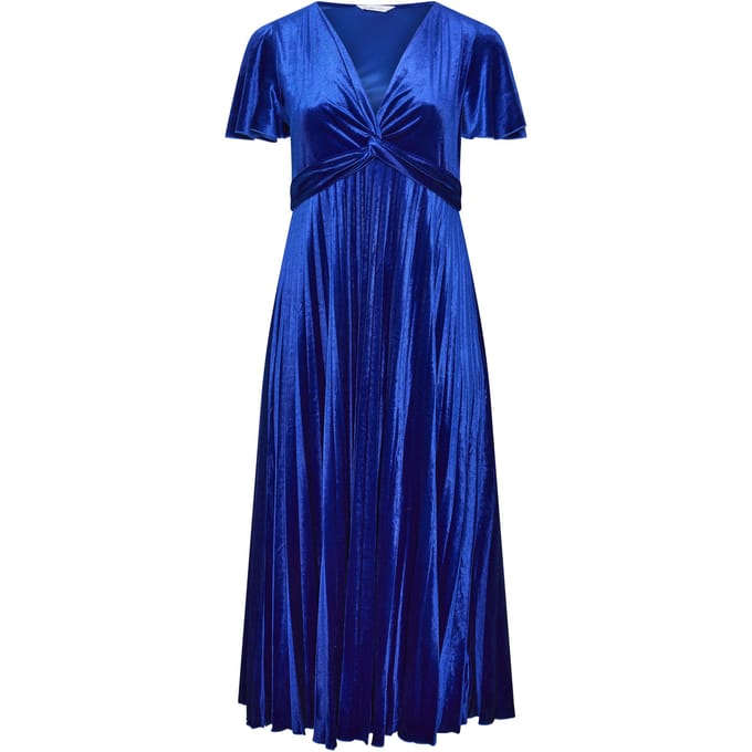 Yours London Blauwe Fluwelen Wikkeljurk Size 58-60