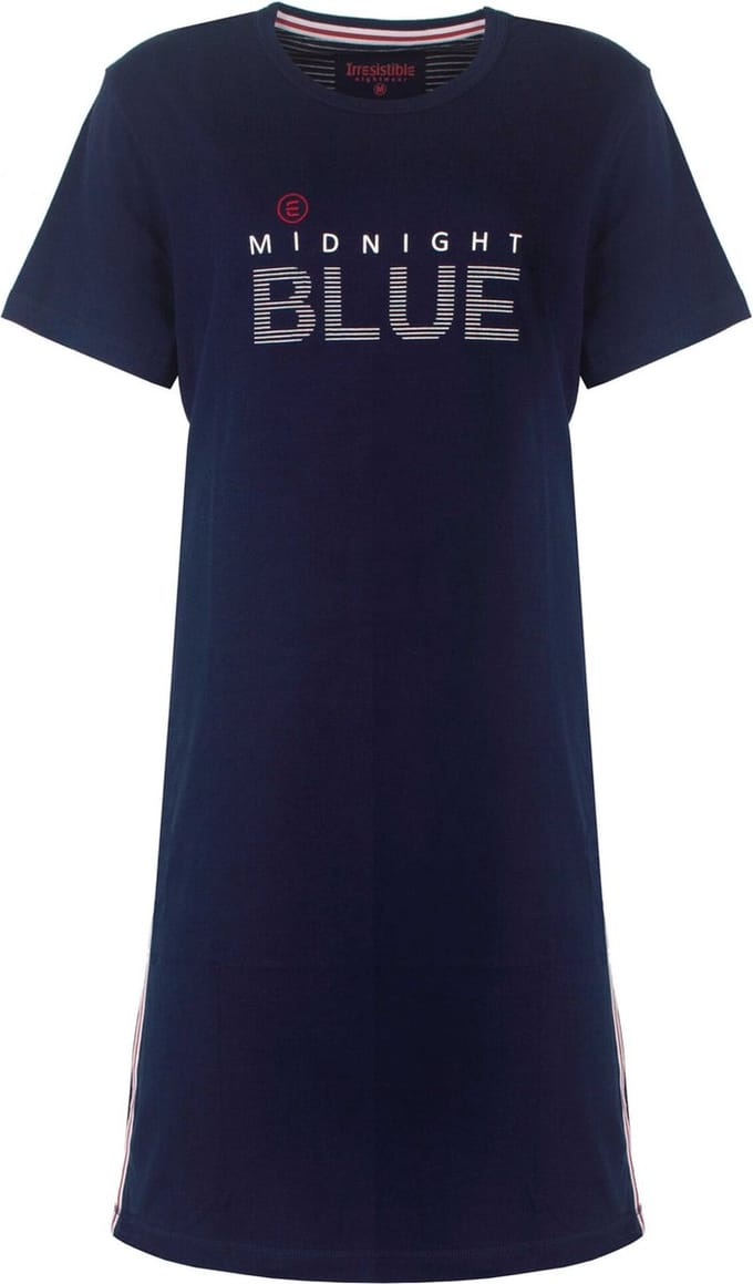 Irresistible Dames Nachthemd - Slaapkleedje - Navy Blauw - Maat L