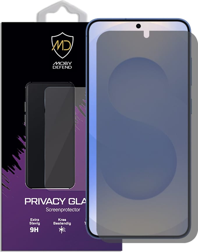 MobyDefend Screenprotector - Geschikt voor Samsung Galaxy S25 Plus (S25+) - HD Privacy Glass Screensaver