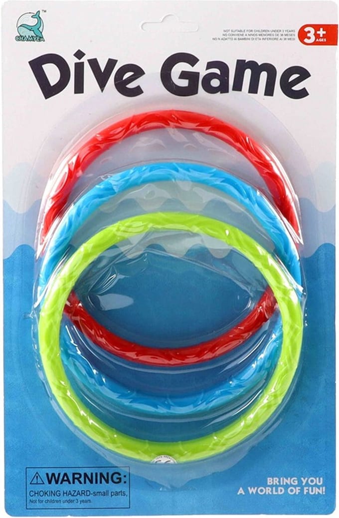 Gekleurde duikringen - 3x stuks - rood/blauw/groen - kunststof