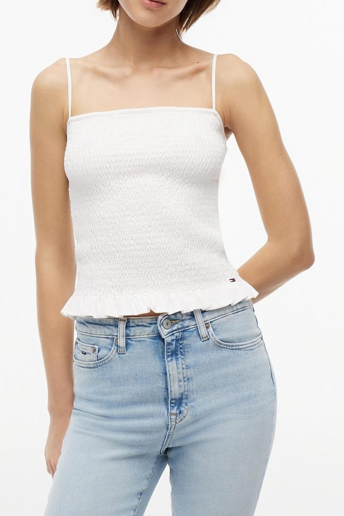 Tommy Hilfiger Slim Smock Strap Ancient White Größe: M | Tanktops Outlet | Damen | Weiß
