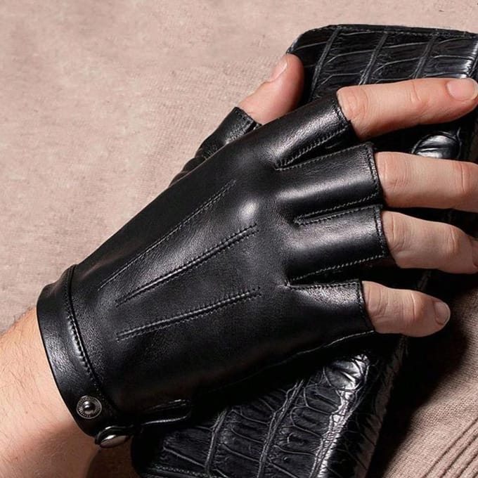 1 Paire de Gants en Cuir Sans Doigts Style Sport Décontracté, Mode Danse de Rue Pour Hommes one-size noir