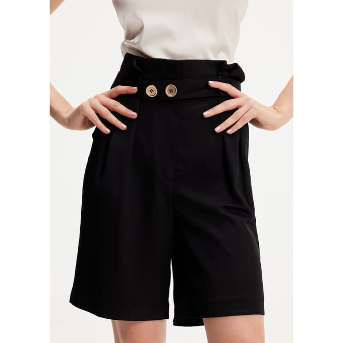 Geplooide bermuda met hoge taille