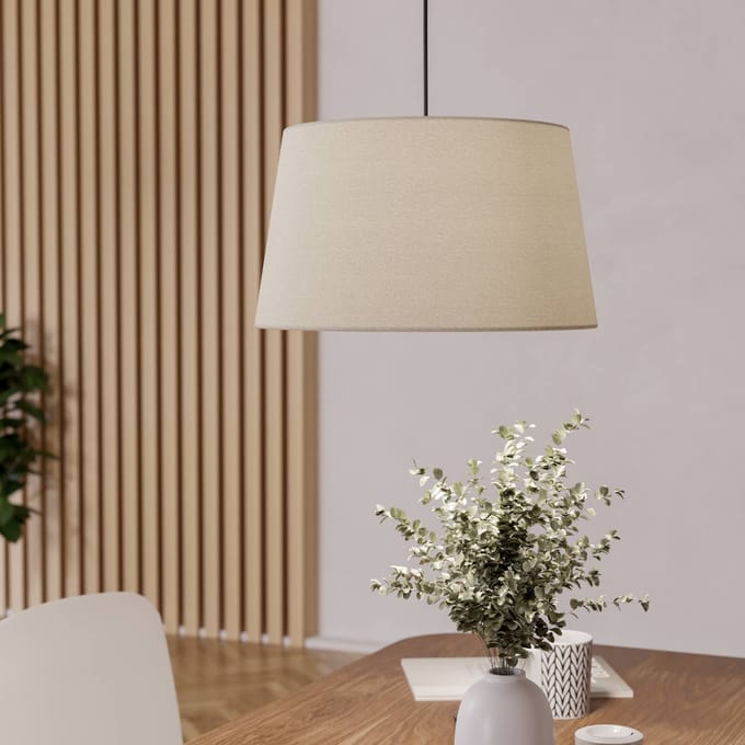 EGLO Febres Hanglamp - E27 - Ø 35 cm - Zwart/Wit - Teddy stof