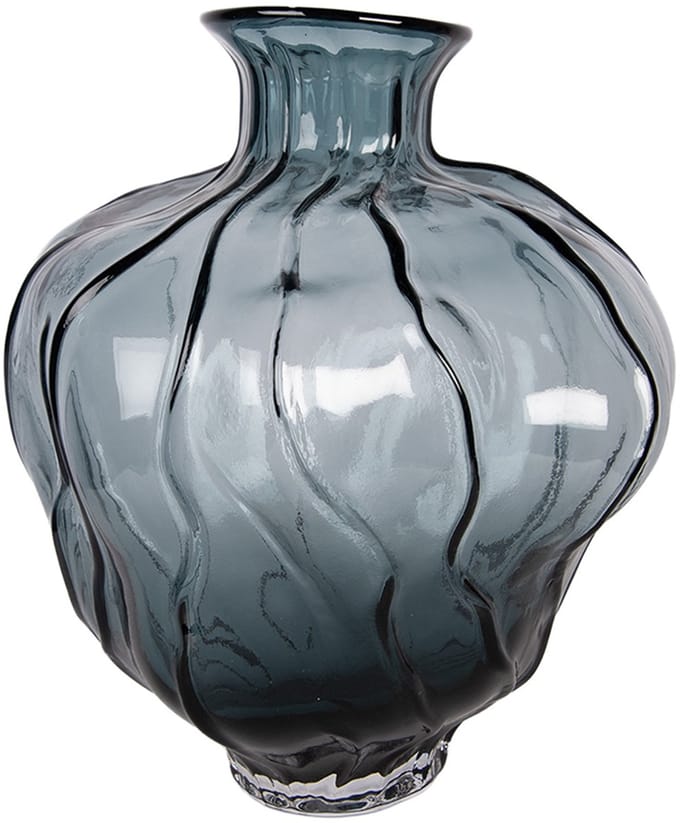 Clayre & Eef Vaas Ø 26x31 cm Blauw Glas
