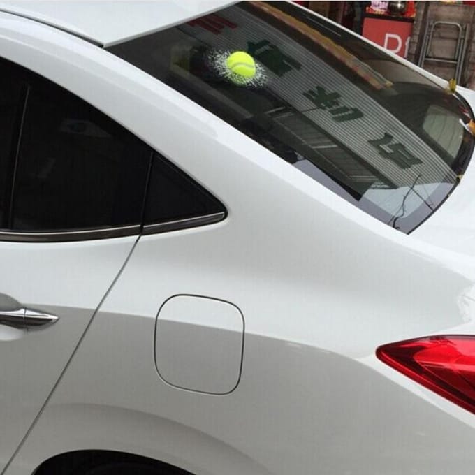 2 Pièces Verre 3D Autocollant Verre Fissuré Autocollants Verre Cassé Baseball Autocollants de Voiture Drôles Balle de Tennis vert/blanc