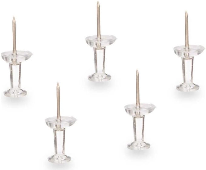 Pincello Punaises/pushpins - 60x - transparant - voor prikbord/memobord