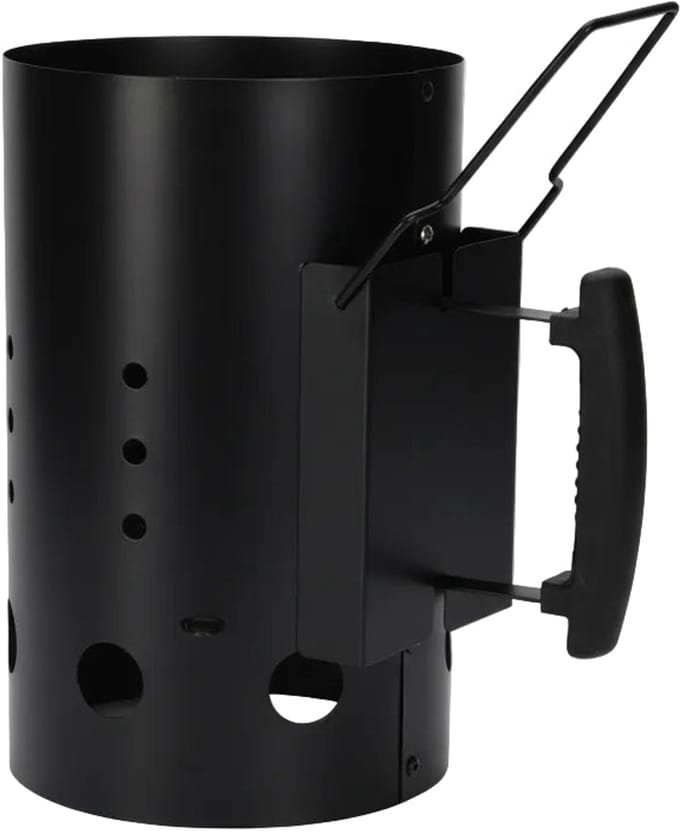Cookinglife BBQ Starter - Brikettenstarter Kolenstarter - Charcoal Starter - Hittebestendig Metaal - Zwart Zonder Aanmaakblokjes - 30,5 cm 1 Stuk