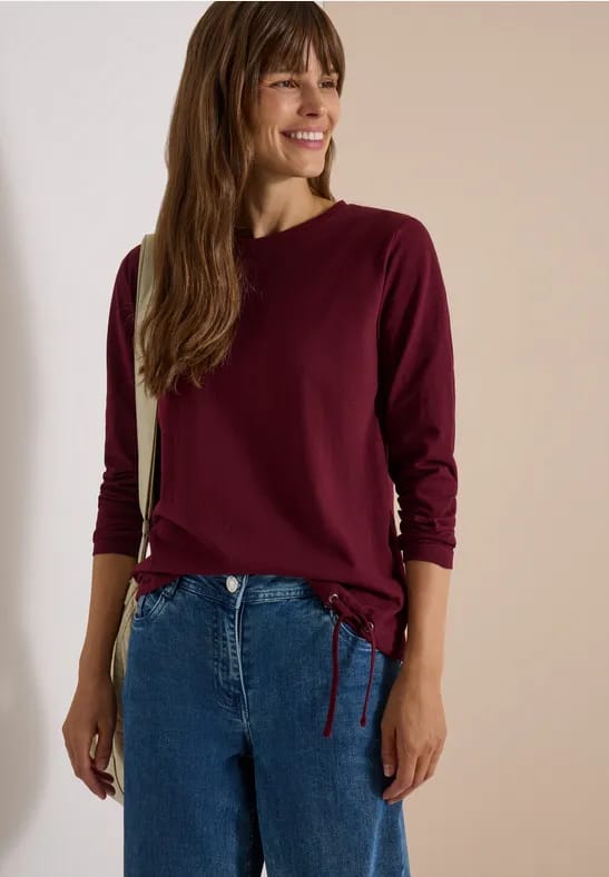 Longsleeve met ronde hals en tunnelkoord