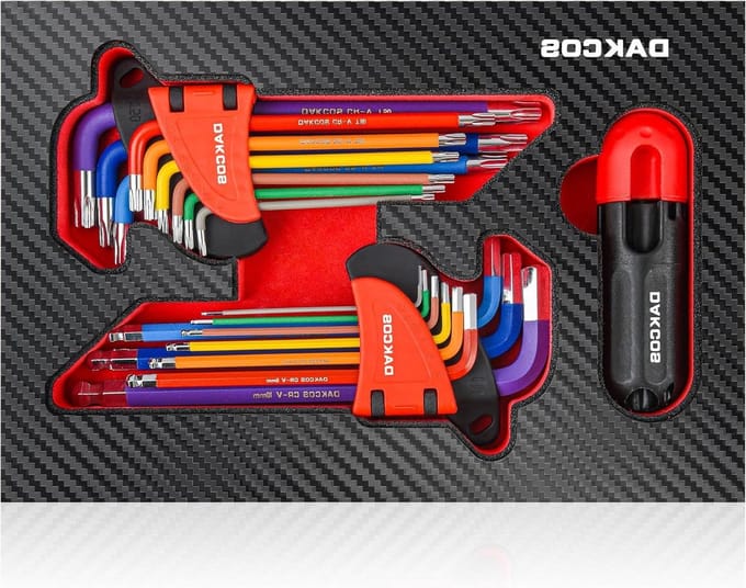 18 pcs hex key set with coupling handle - Cr-V steel - Colorful