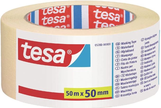 Afplaktape tesa® Economy 50mmx50m creme | 6 stuks