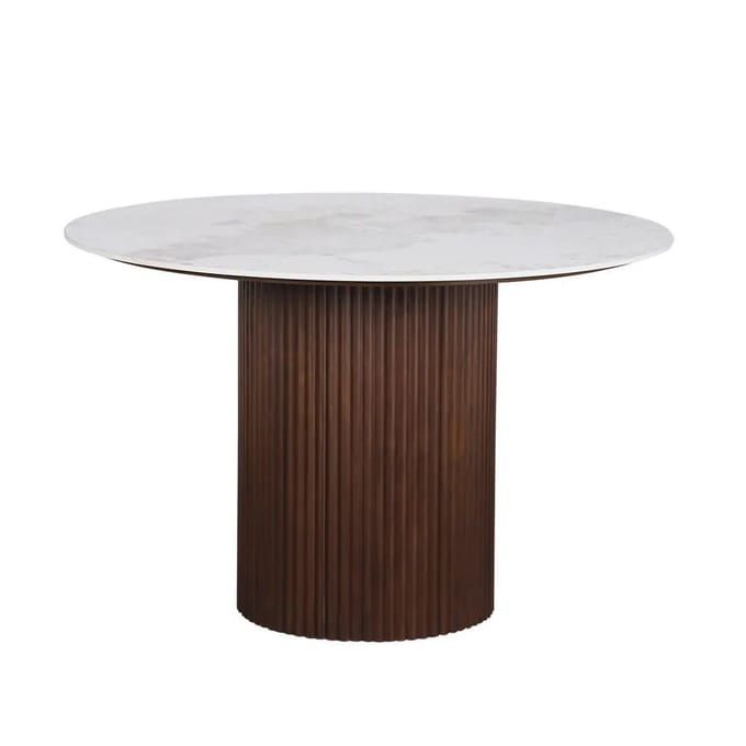 Urban Chique Ronde Tafel Keramisch Marmer / Walnootfineer