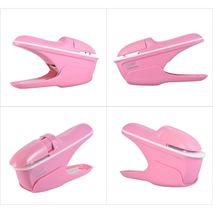 Mini Agrafeuse de sécurité manuelle sans agrafes Agrafeuse sans agrafes Capacité 7 feuilles pour reliure de papier Entreprise rose