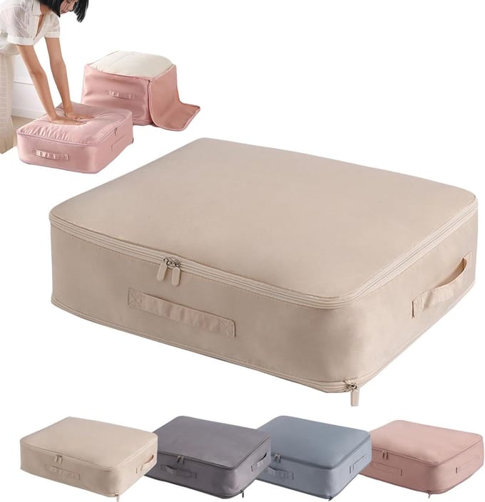 Opbergzak Dekbed - Kleding organizer - Ruimte besparen - Zelfsamendrukkend ontwerp - 52x42x30cm - Beige