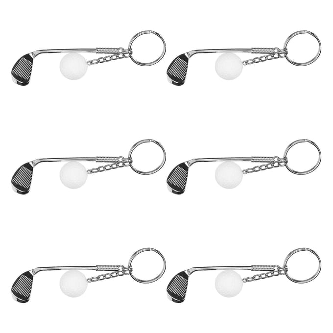6 stuks Golfclub Bal Sleutelhanger Modieuze Legering Sleutelhanger Hanger Decoratie voor Handtas gray