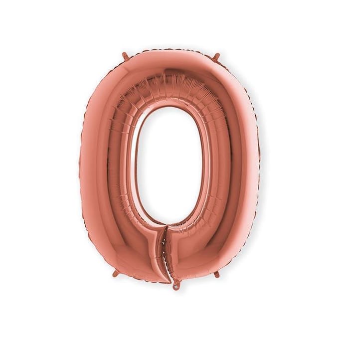 Folieballon cijfer '0' rosÃ© goud (100cm)