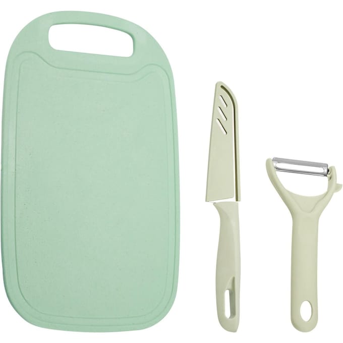 3-in-1 Keuken Snijplank Set PP Plastic Snijplank met Schiller en Mes Koken