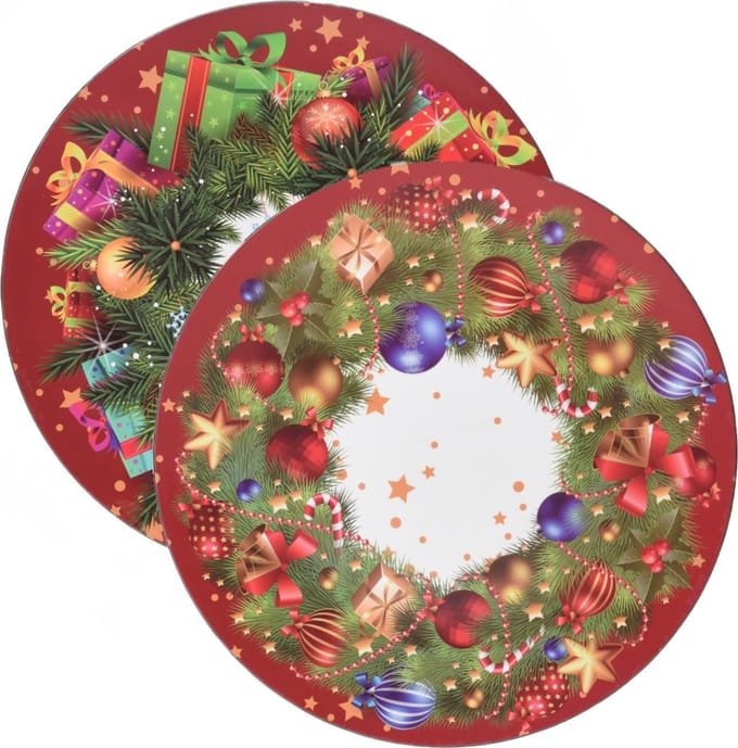 Christmas Decoration kerstdiner onderborden -2x - 33 cm -kunststof - kerst thema