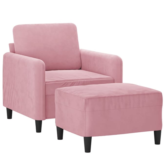 vidaXL - Fauteuil - met - voetenbank - 60 - cm - fluweel - roze