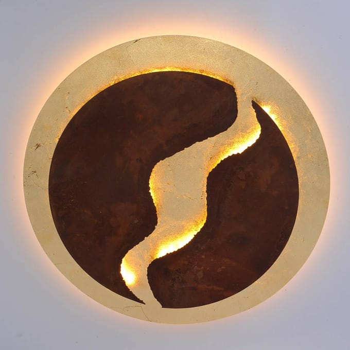 Paul Neuhaus LED-plafondlicht Nevis, rond, Ø 50 cm, bruin-goud