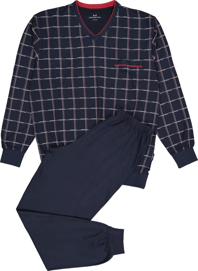 Gotzburg heren pyjama - blauw met rood en wit geruit
