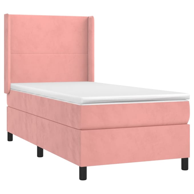 vidaXL - Boxspring - met - matras - fluweel - roze - 80x200 - cm