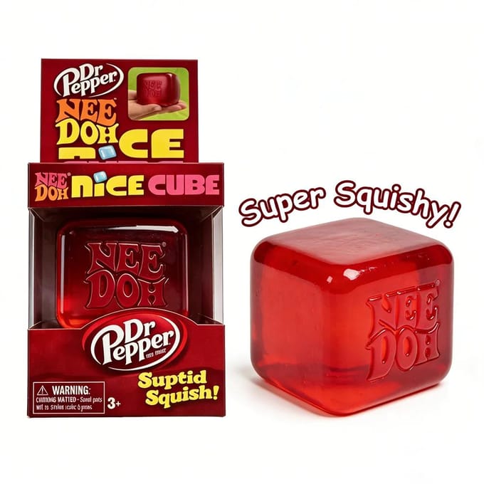 NeeDoh x Dr Pepper Nice Cube Squishy Speelgoed, Stressverlichtende Knijp Fidget Cube, Sensorisch Angstverlichtend Speelgoed voor Kinderen & Volwassenen black