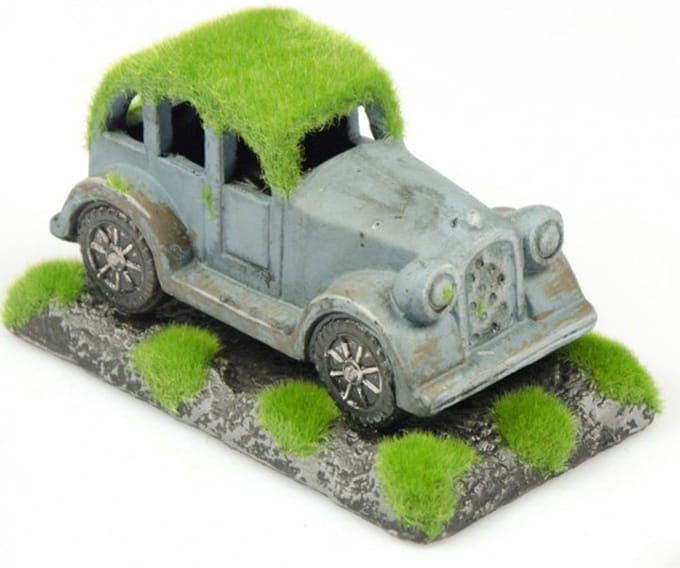 Aquarium ornament auto - Decoratie auto met mos v3 - 16x9x9cm