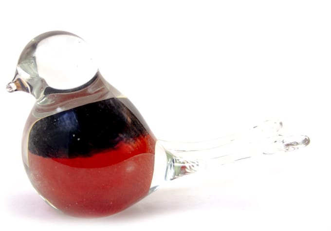 Loranto - Vogel - Zwart/Rood - Glazen Beeldjes - Luxe Cadeau