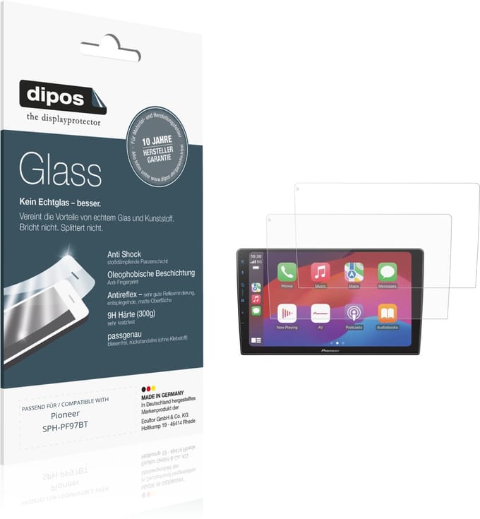 dipos – 2x Matte Pantserfolie geschikt voor Pioneer SPH-PF97BT | 9H Screenprotector