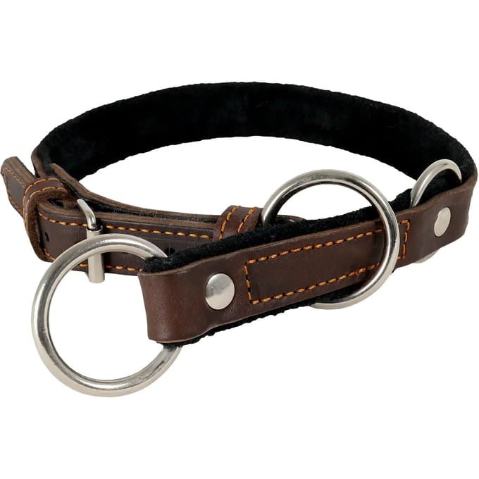 Halsband voor hond met stop in pull-up leer Akah