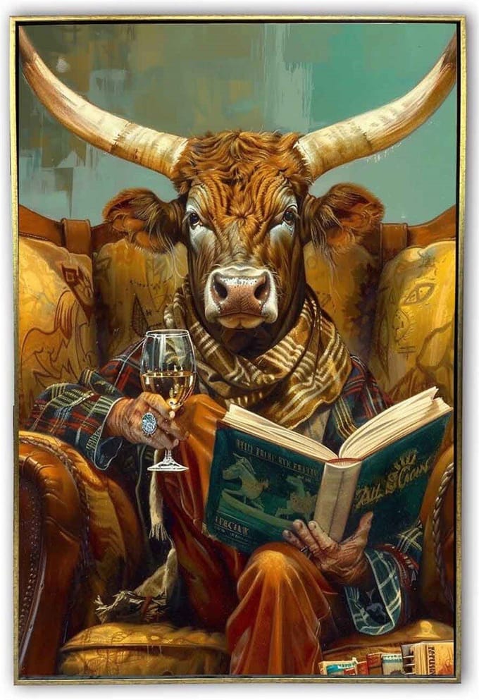 Schilderij bull book 60x90cm