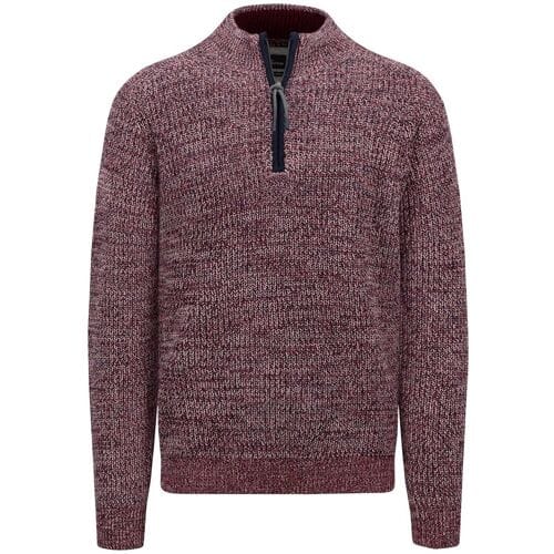 Fynch-Hatton Trui Knit Troyer Zip Mouliné Ruby Red / male