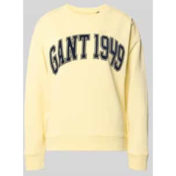 sweatshirt met labelprint en ronde hals