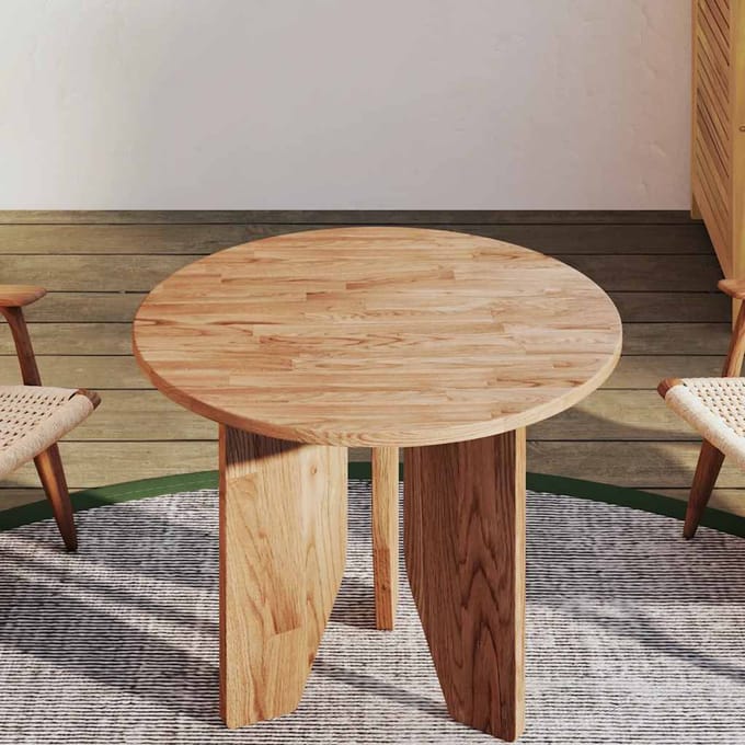 vidaXL - Tafelblad - rond - Ø50x1,5 - cm - behandeld - massief - eiken - lichtbruin