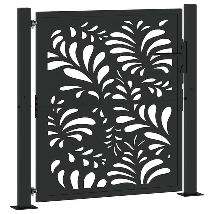 vidaXL - Poort - met - golfontwerp - 100x100 - cm - staal - zwart