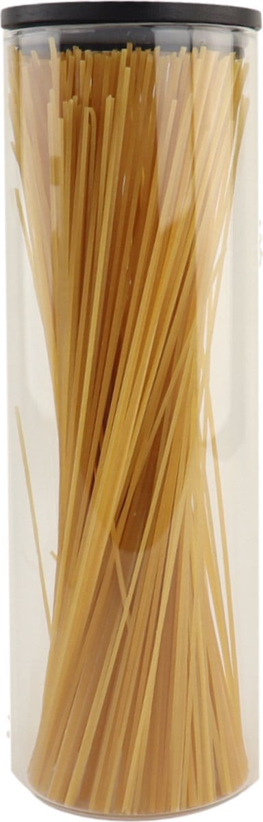 OTIX Voorraadpot - Glas met Deksel - 1320ml - Zwart - Hout - Spaghetti Bewaardoos - SERENITY