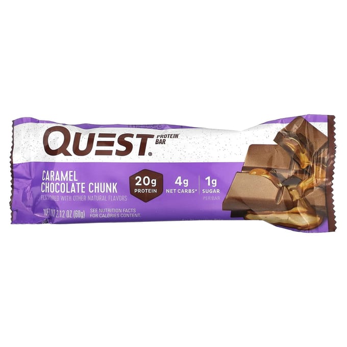 Quest Nutrition, Eiwitreep, Karamel Chocolade Brokken, 4 Repen, 2,12 oz (60 gr) Elk