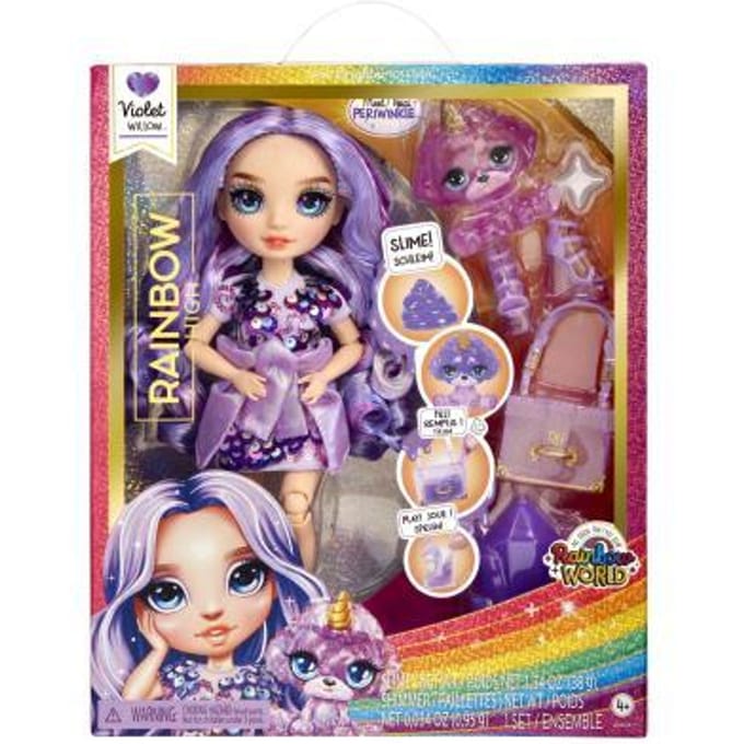 Rainbow High Klassieke Modepop - 28 cm - Violet (paars) - Met slijmset en diertje