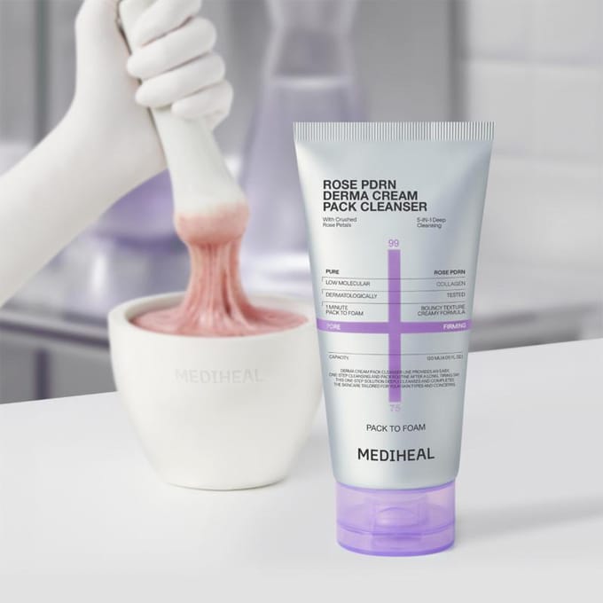 [MEDIHEAL] Rose PDRN Derma Crème Pack Reiniger 120ml white