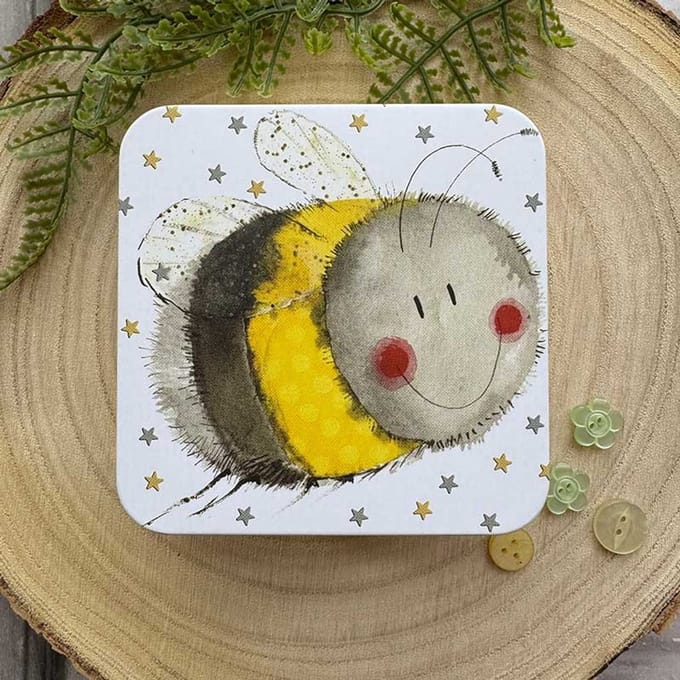 Alex Clark Square Tin Bee ~ Vierkant opbergblikje Bij