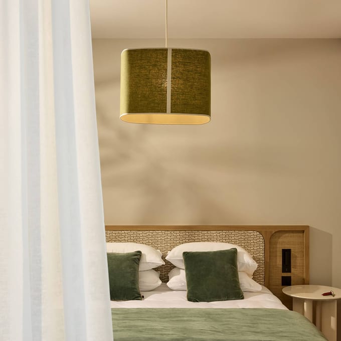 MARKET SET Hanglamp Dolce, avocadogroen, linnen, E27