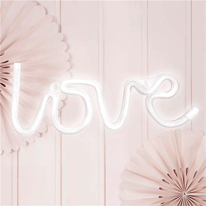 White LOVE Neon LED Sign - 34.5cm