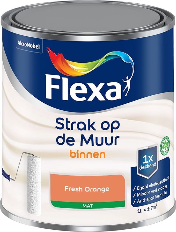 Flexa - Strak Op De Muur Binnen Mat - Fresh Orange - Mengverf - 1 L