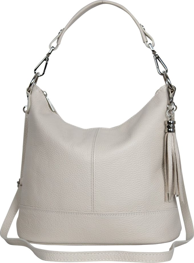 AmbraModa GLX09 - Dames handtas, schoudertas van echt leer. Beige