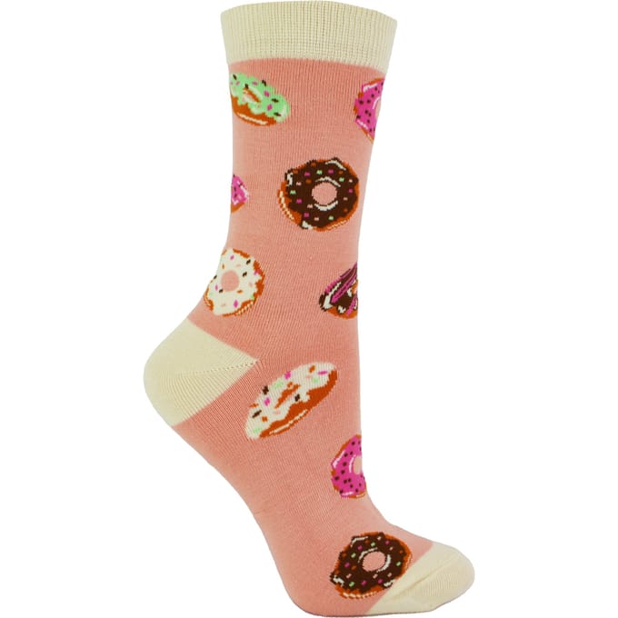 Miss Sparrow Damesnieuwigheid patroon bamboe sokken - Donuts (Roze)