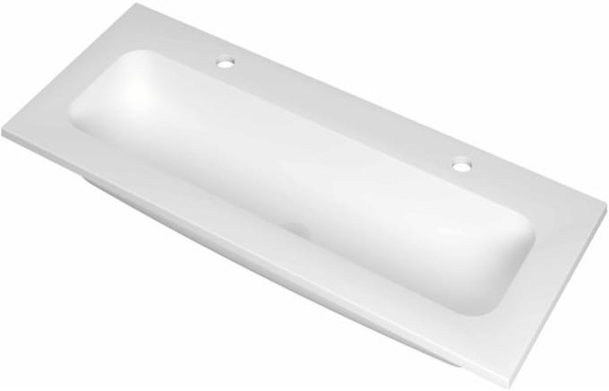 INK Reflekt Wastafel Polystone Centraal met 2 Kraangaten - 1000x400x15 mm - Mat Wit