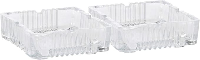 Home & Styling Asbak - 2x stuks - vierkant - gedecoreerd glas - transparant - 10 x 10 x 4 cm